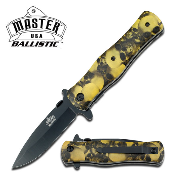 Yellow skull Folding Knife