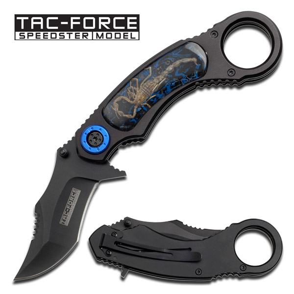 Blue Acrylic Karambit Folding Knife